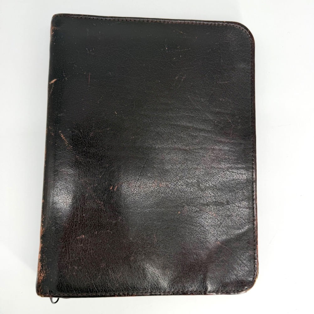 Vintage Franklin Covey Burgundy Leather Zip Planner Binder Organizer USA